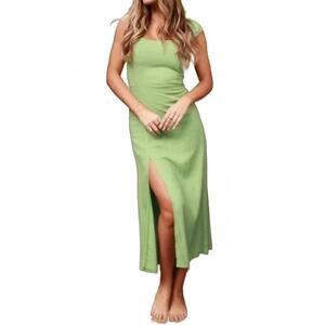 NEW SALTY WEEKEND square neck cap sleeves dress in verdure